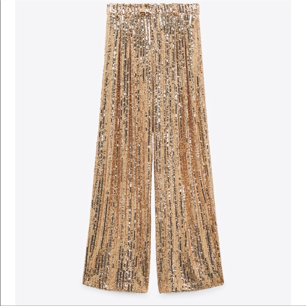 Zara sequin wide leg pants - Picture 8 of 16